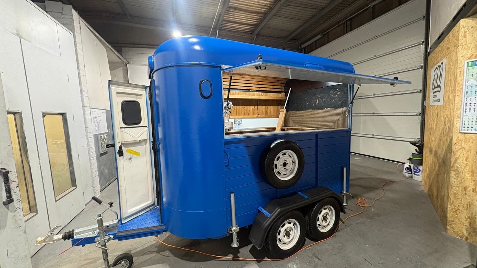 Bespoke hatch design with awning extended