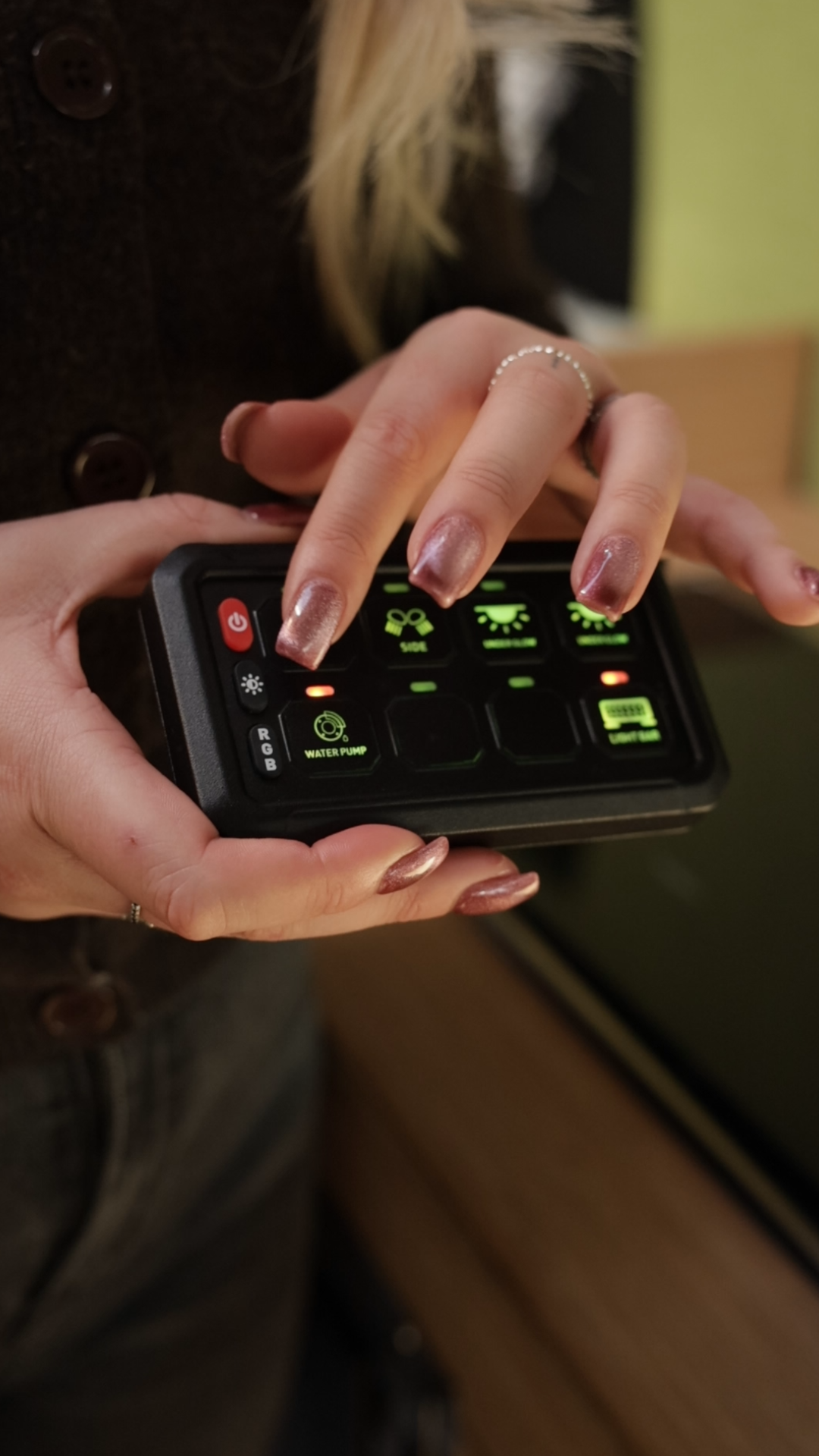 Handheld control panel for campervan electrical systems