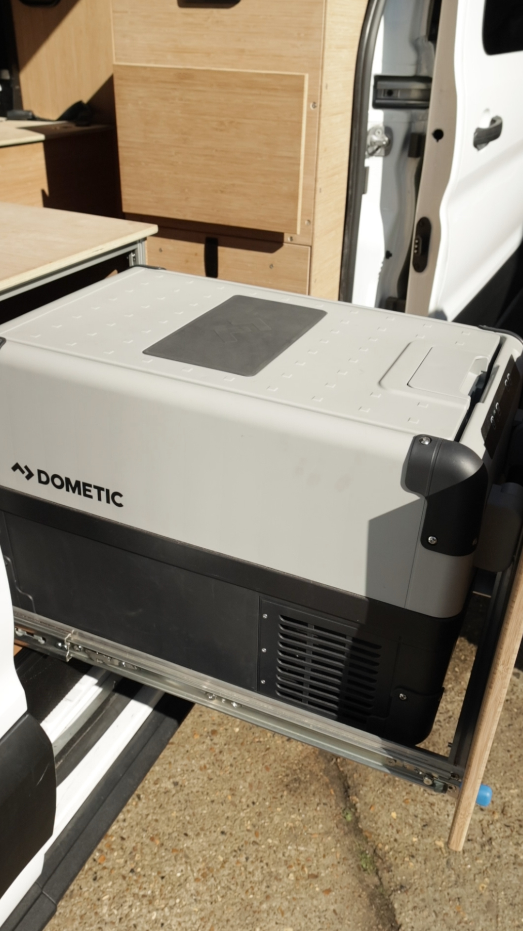 Dometic fridge freezer installed in campervan conversion